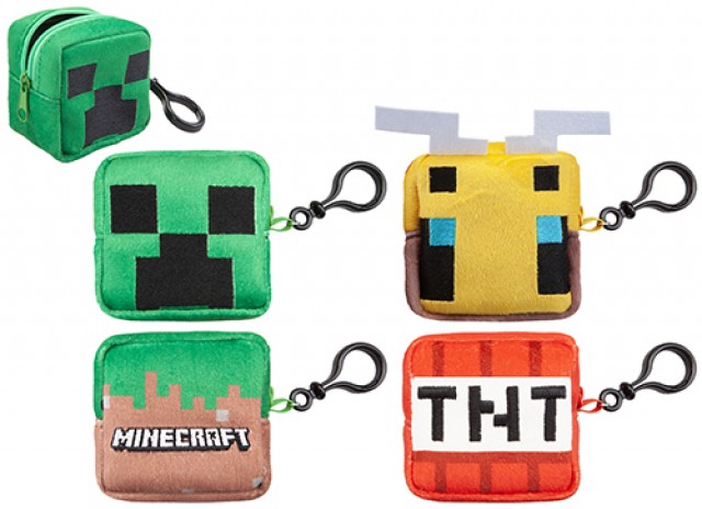 (Mis 0) MINECRAFT Portachiavi-Portamonete Peluche 8cm c/bagclip – 4ass…x24…x144